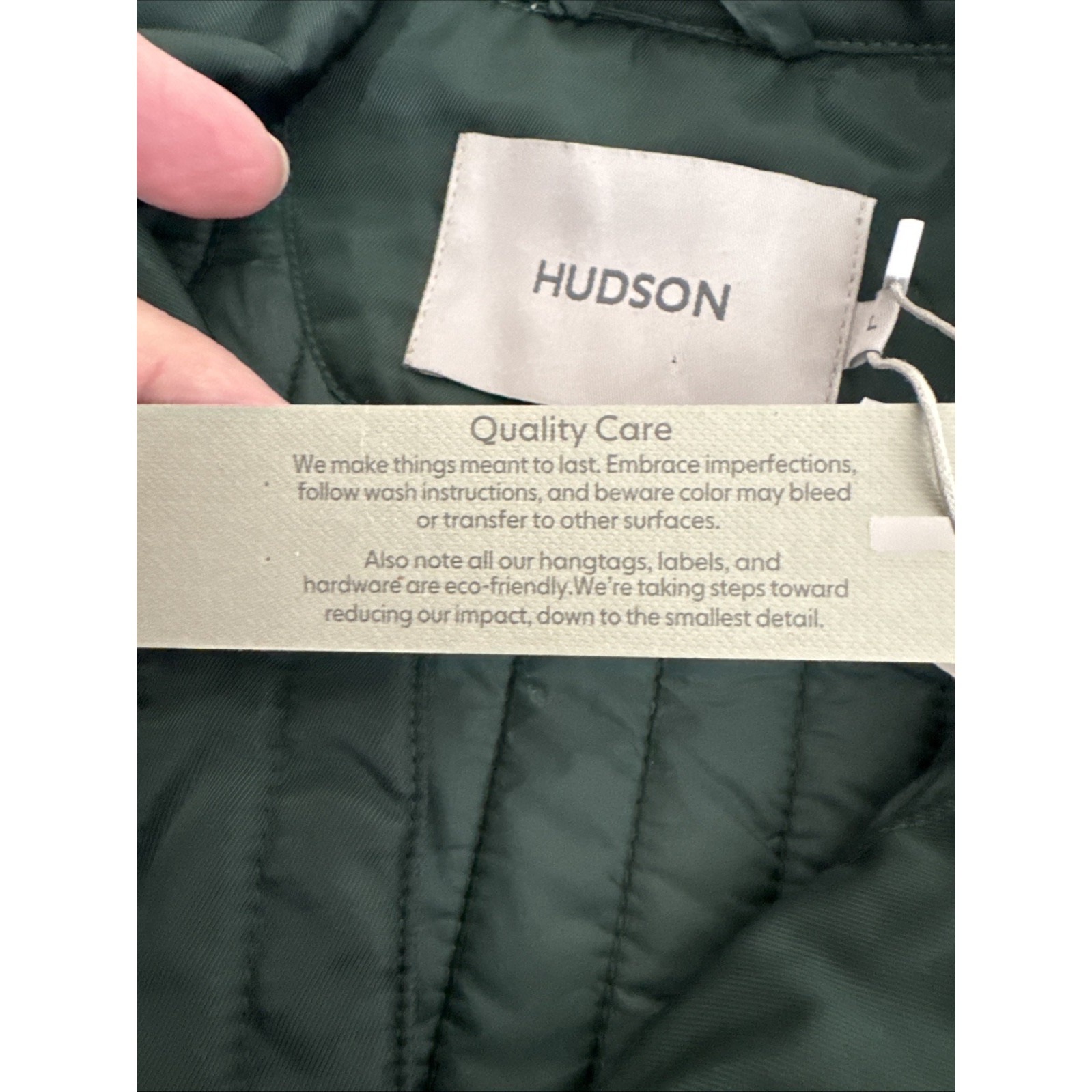 Hudson Men's L Vertical Quilted Snap Jacket Green Nwt — image 8 of 8